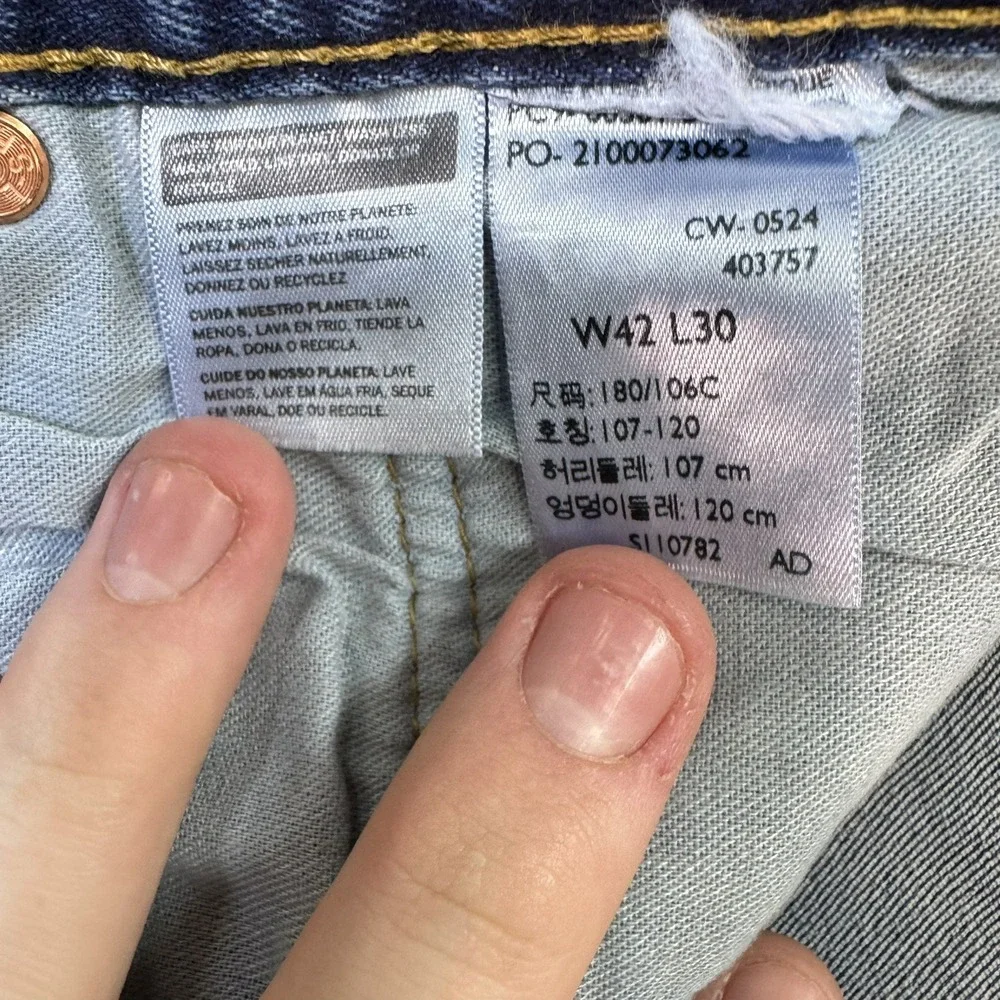 Levis 501 Original Jeans Mens 42x30 Blue Medium Wash Straight Leg Button Fly
